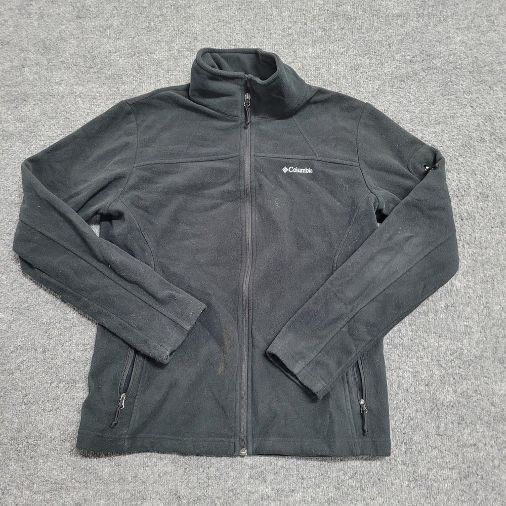 Columbia Jacket Womens Size L Black Full Zip Fleece Fast Trek II Mock Neck Flaw